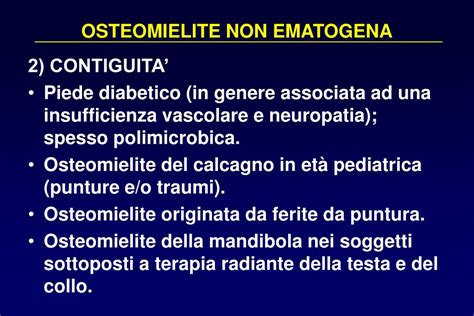 grafico su diffusione osteomielite per contiguità e ematogena